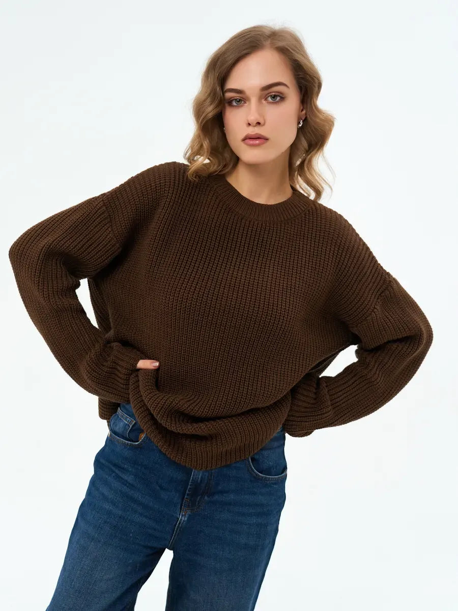 Atlas Sweater from Lauven, oversized knit in rich brown for cozy warmth and effortless style.