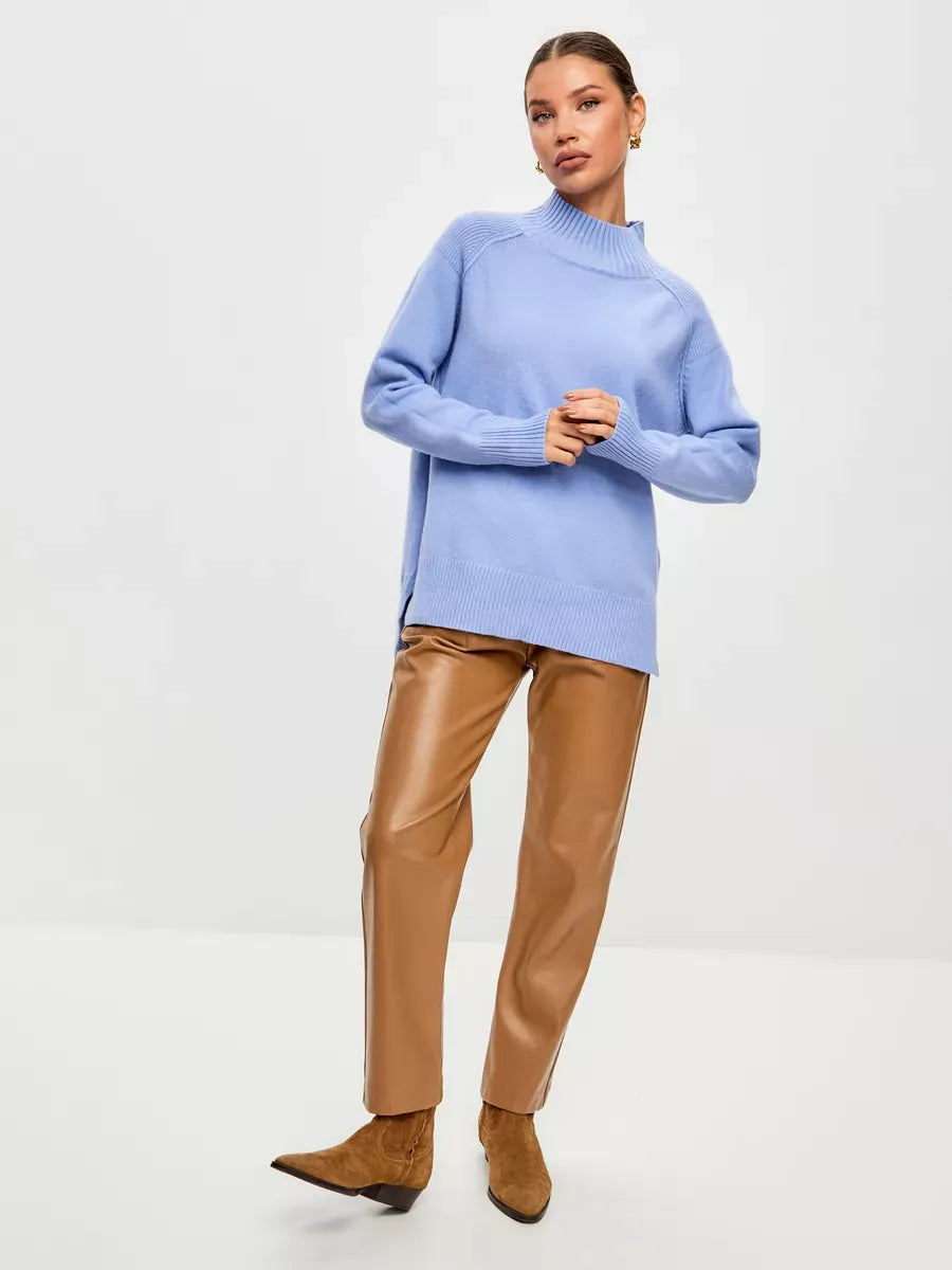 Celeste Sweater by Lauven, oversized cashmere blend in soft blue, perfect for fall and winter style.