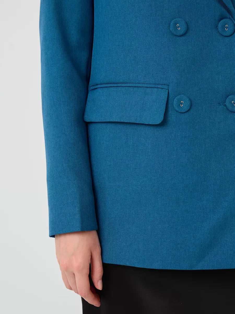 Diana Blazer by Lauven showcases a classic cropped design in a vibrant blue hue, perfect for elevating your wardrobe.