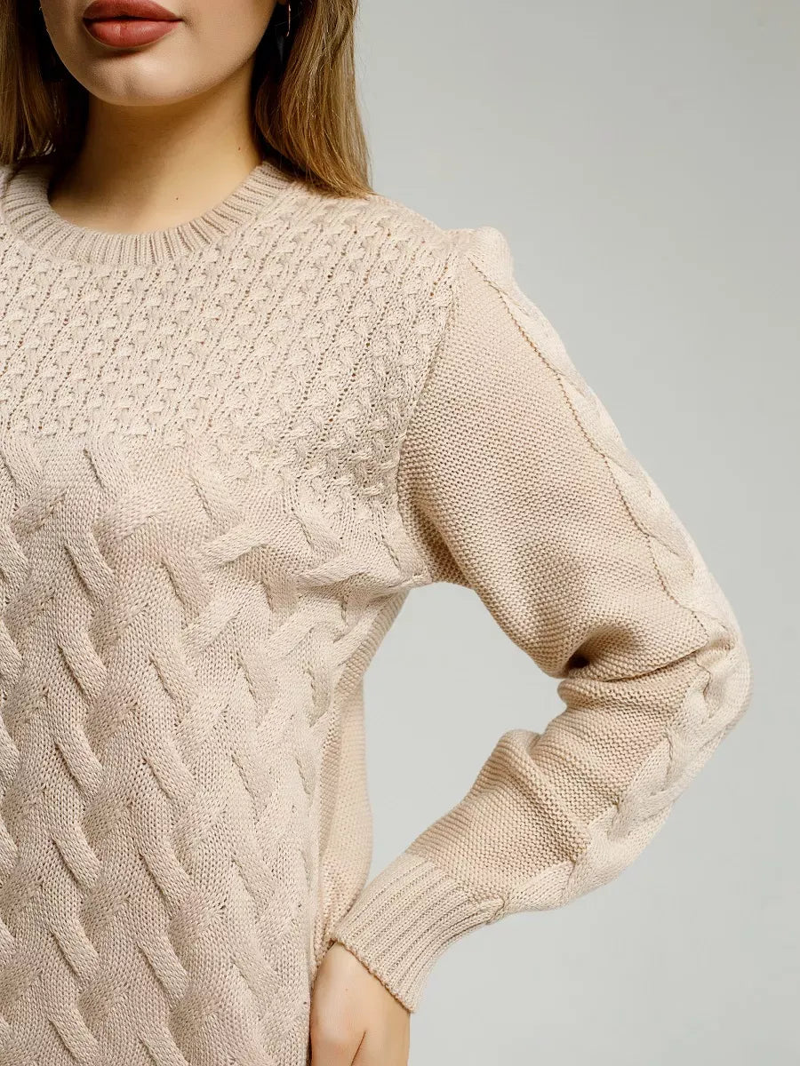 Elara Sweater by Lauven – Soft light beige knitwear with breathable comfort and elegant texture.