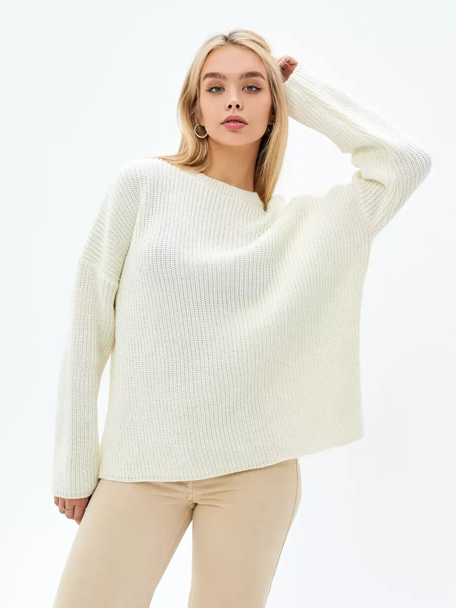 Ivory Sweater by Lauven, elegant oversized knit in soft cream, perfect for all seasons.