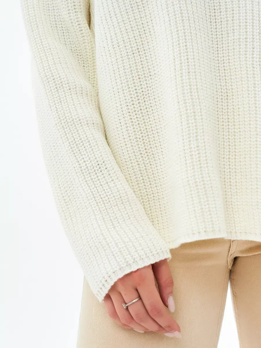 Ivory Sweater by Lauven, showcasing an elegant oversized knit in soft cream, perfect for stylish comfort.