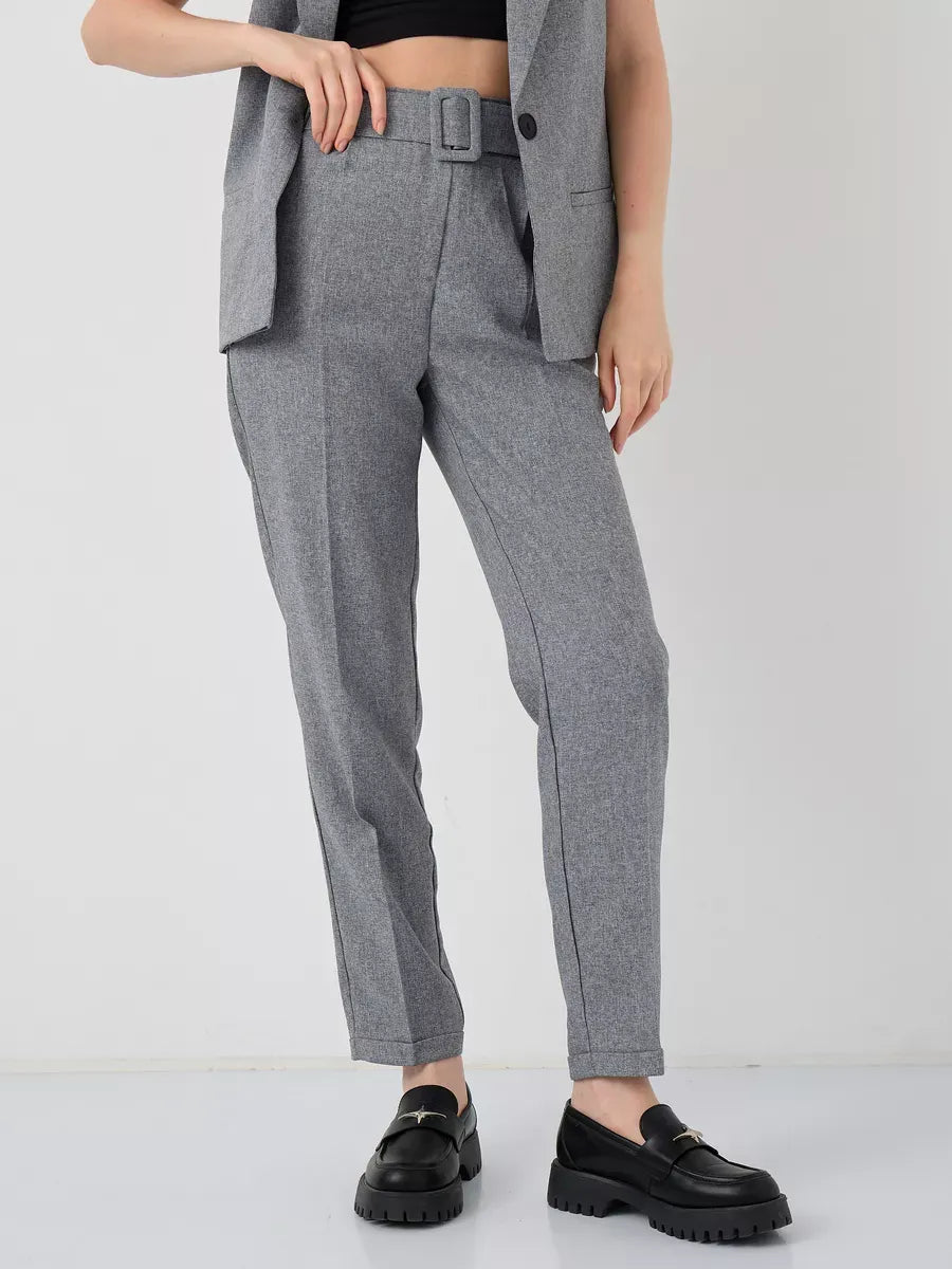 Luna Suit Set by Lauven - Stylish gray high-waist pants for a chic modern look.