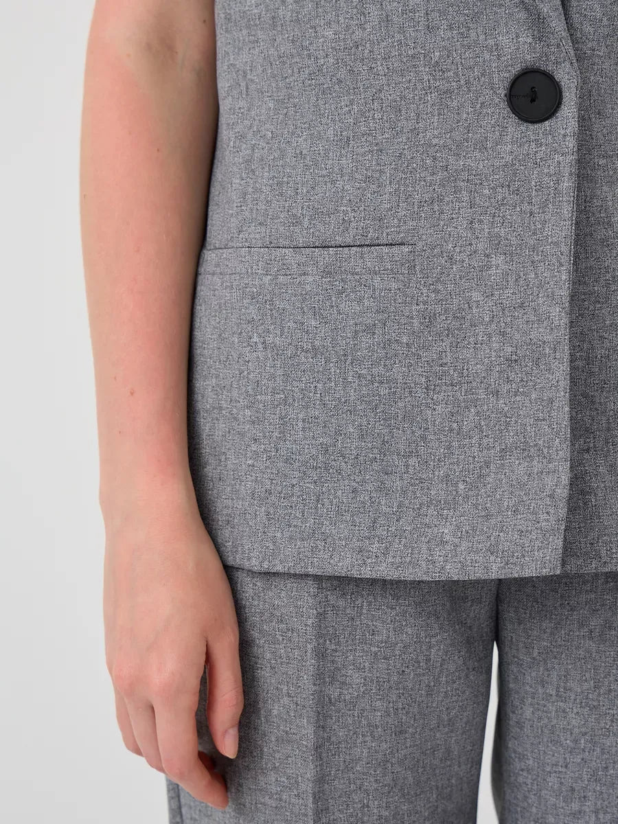 Luna Suit Set by Lauven featuring a gray vest and high-waist pants for a polished look.