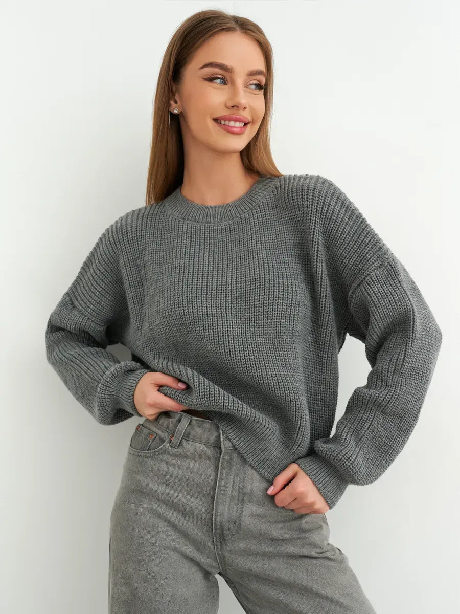 Vega Sweater by Lauven – Grey Oversized Knitwear with Cozy Elegance and Timeless Appeal
