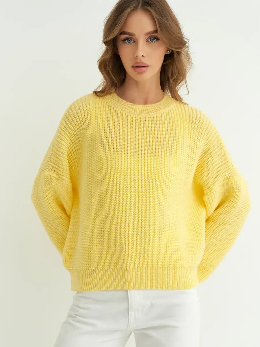 Lemonade Sweater by Lauven in vibrant yellow oversized knit for effortless style and comfort.