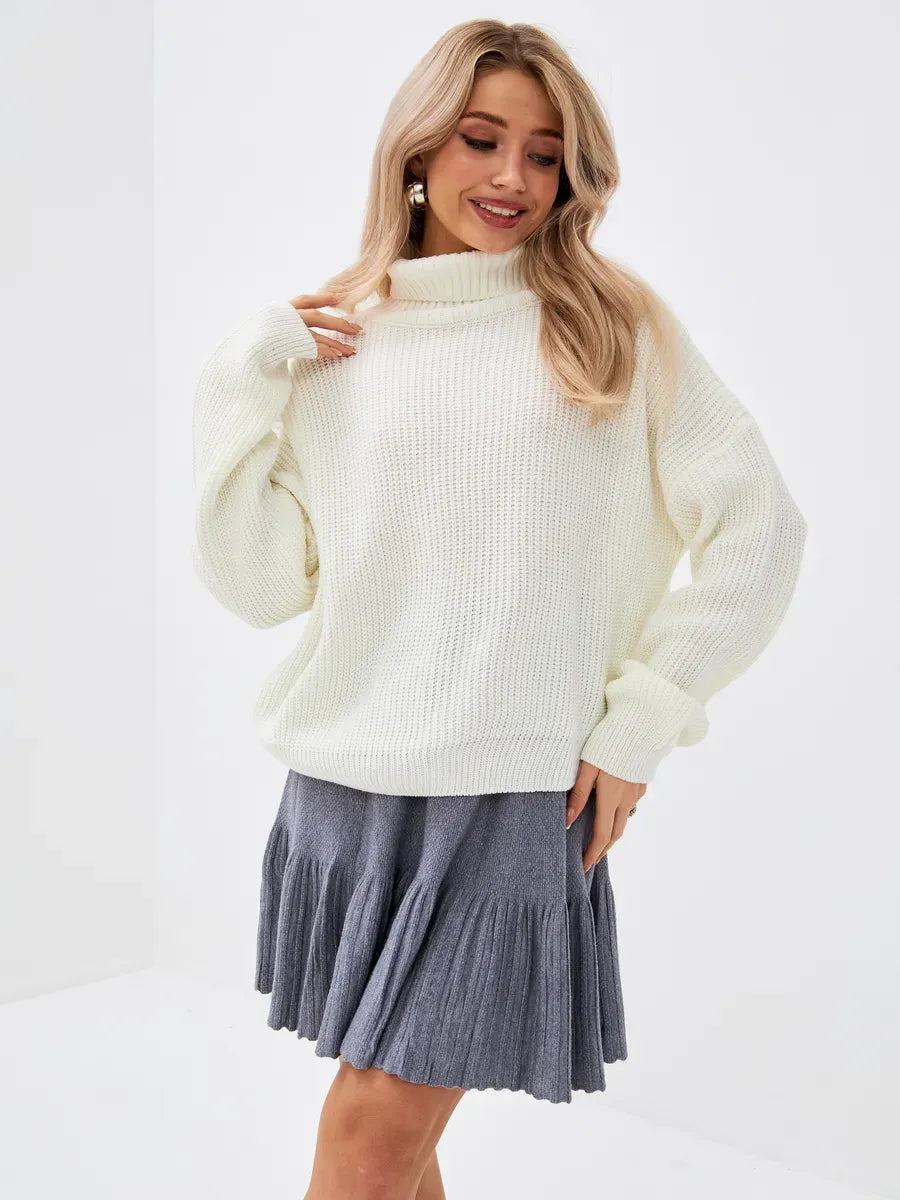 Lyra Sweater by Lauven, an oversized knit high neck in ivory, perfect for casual and refined looks.