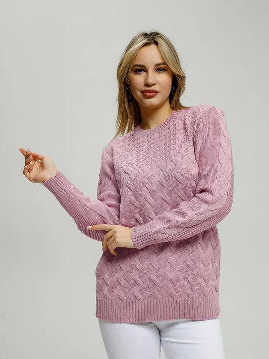 Lyra Sweater by Lauven in soft lilac knit, featuring a chic design and breathable comfort for a stylish look.