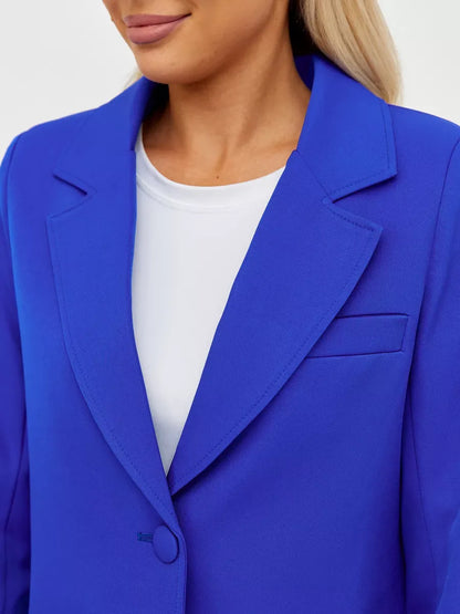 Azure Blazer by Lauven – Cropped electric blue tailored blazer for modern women's fashion.