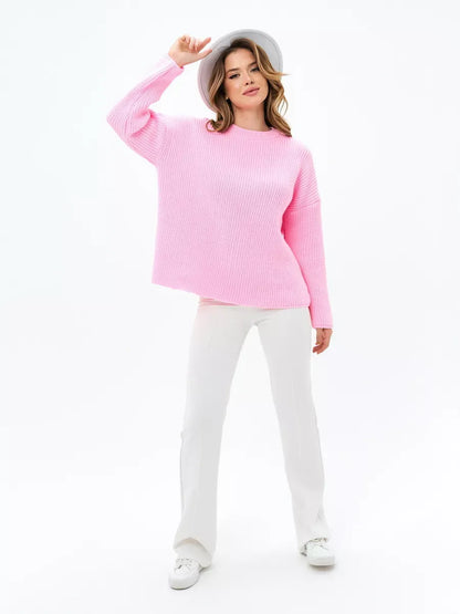 Elegant oversized Blossom Sweater in soft pink by Lauven, perfect for girls and women, enhancing style and comfort.