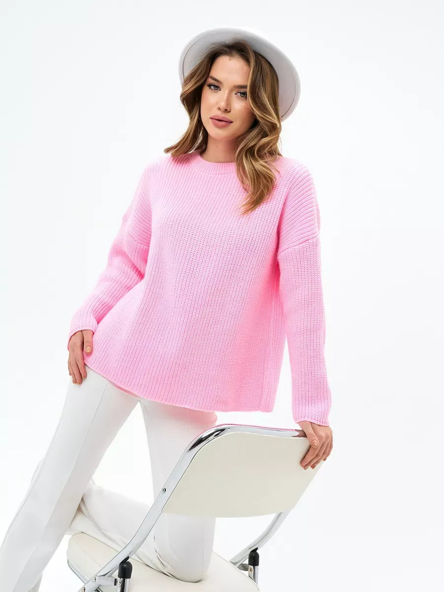 Blossom Sweater by Lauven — Elegant oversized knit in soft pink, perfect for women and girls.