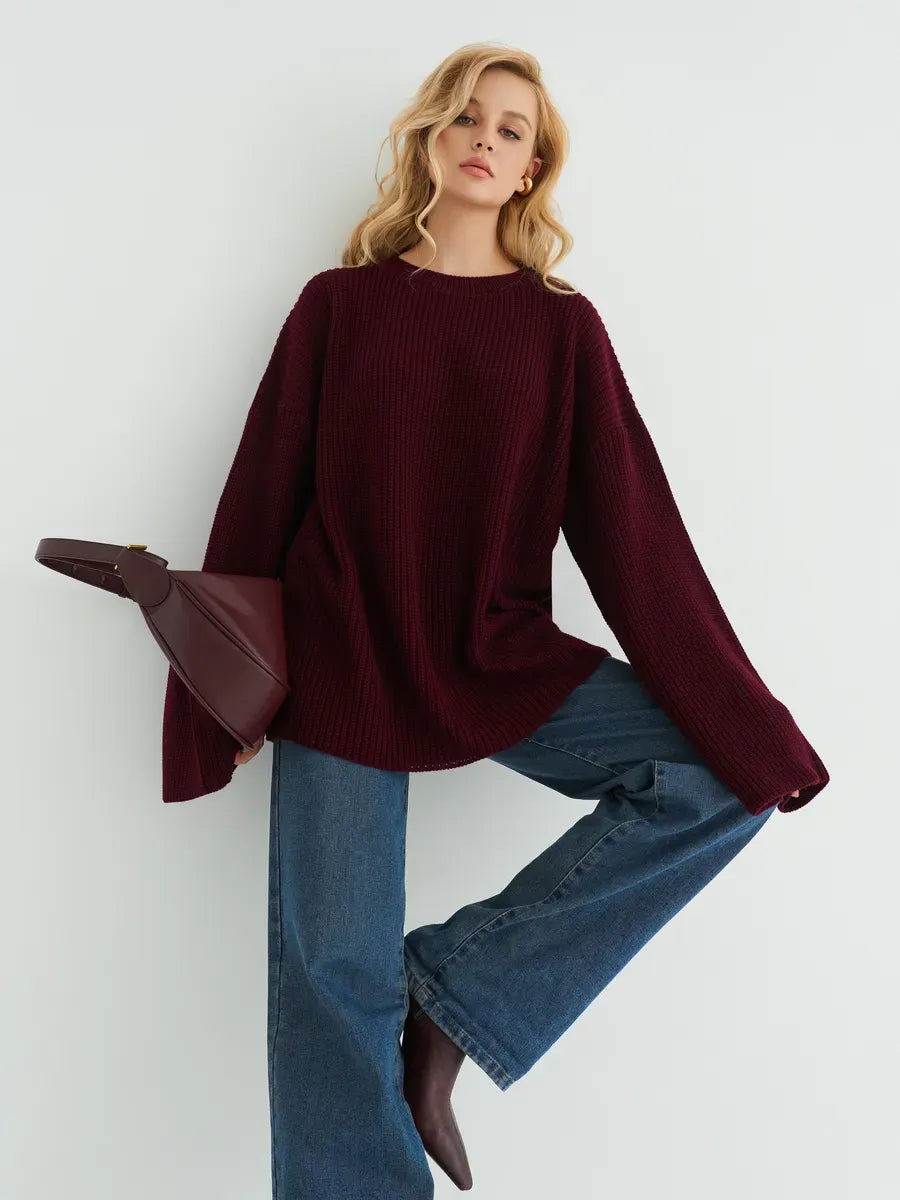 Bordeaux Sweater by Lauven - Oversized knit in deep burgundy, perfect for layering and stylish comfort.