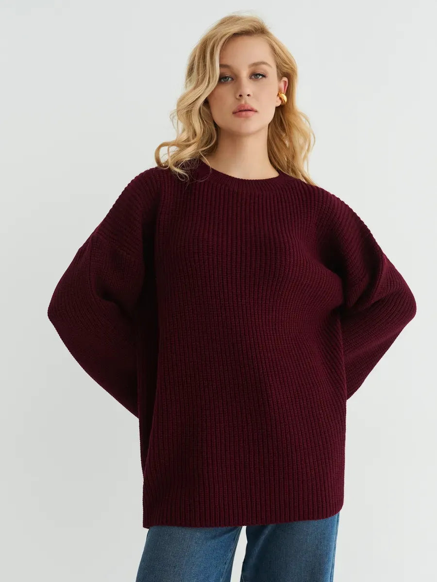 Bordeaux Sweater by Lauven, oversized knit in deep burgundy for a stylish, comfortable fit.