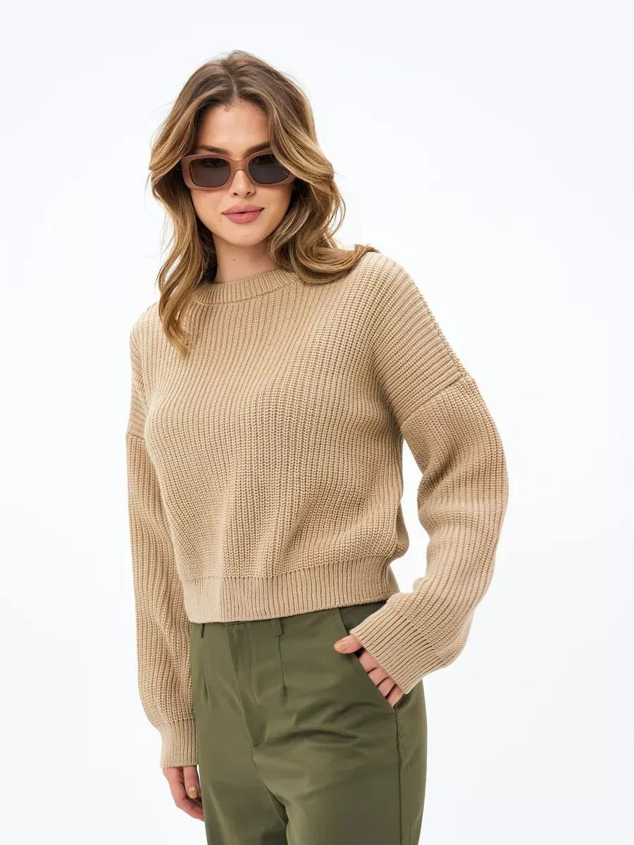 Cappuccino Sweater by Lauven - cozy oversized knit in warm beige, perfect for stylish comfort.