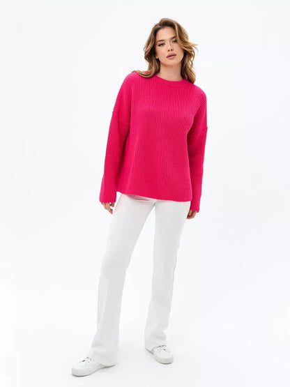 Aster Sweater by Lauven, oversized knit in vibrant fuchsia color, perfect for cozy seasonal wear.