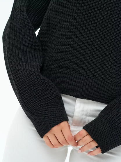 Eclipse Sweater by Lauven, oversized knit in classic black, featuring a cozy fit and stylish design.