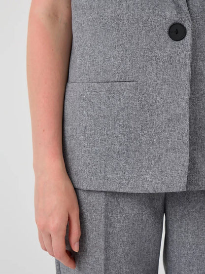 Luna Suit Set by Lauven featuring a gray vest and high-waist pants for a polished look.