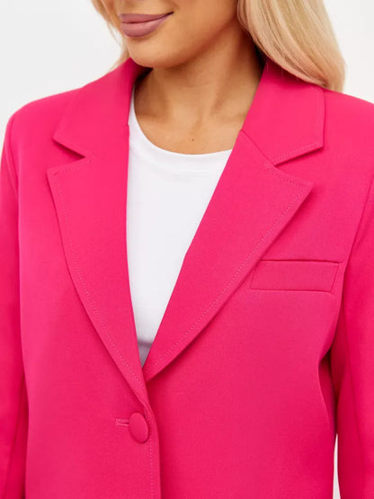Magenta Blazer by Lauven - Cropped tailored blazer in vibrant pink, perfect for stylish occasions.