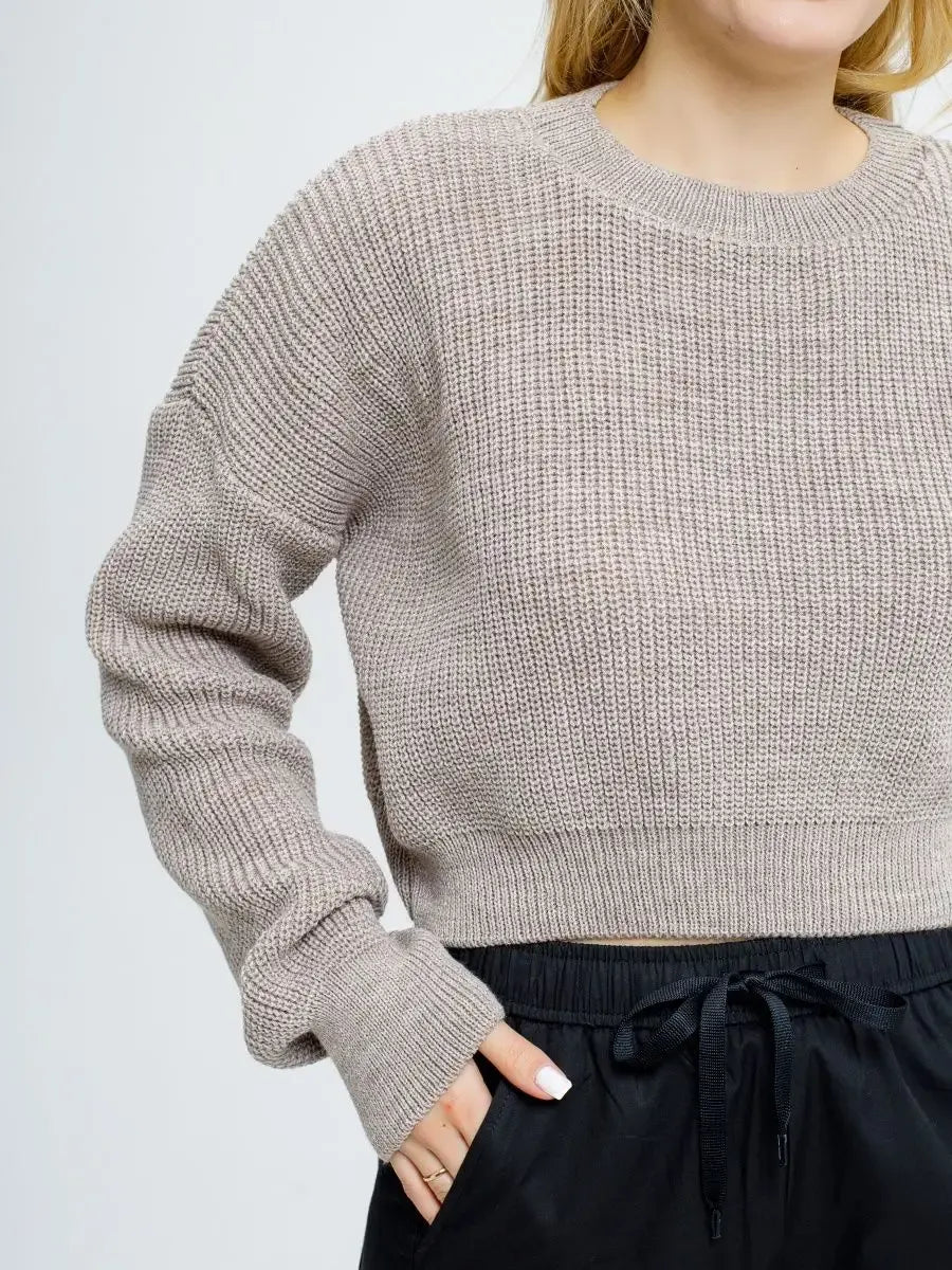 Mocha Pullover by Lauven, lightweight knit in soft coffee tone, perfect for modern women and teens.