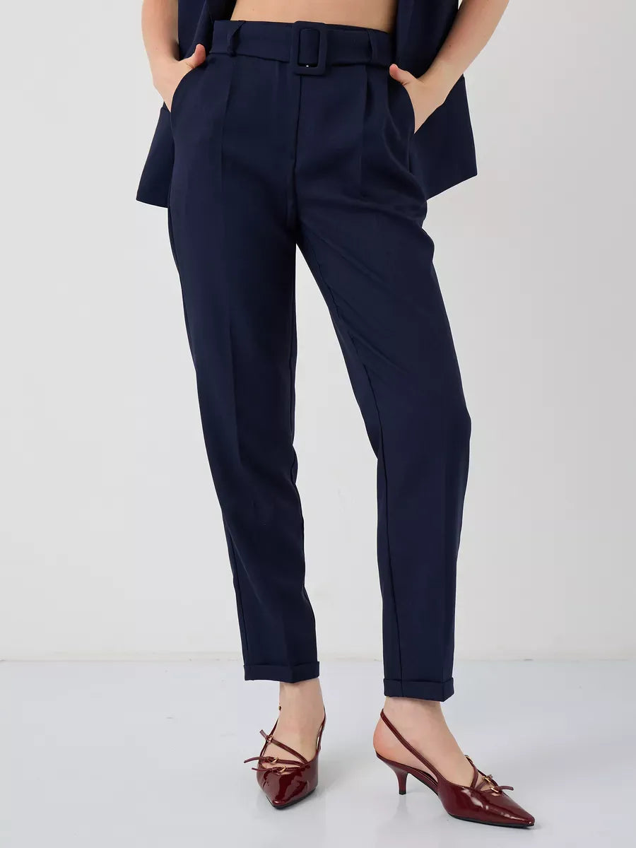 Orion Suit Set - Sleek high-waist navy trousers from Lauven for a polished, sophisticated look.