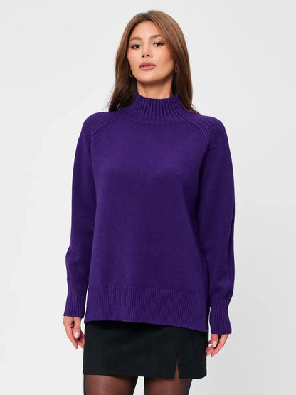 Violet Sweater by Lauven, oversized cashmere blend with high neck, perfect for fall and winter styling.
