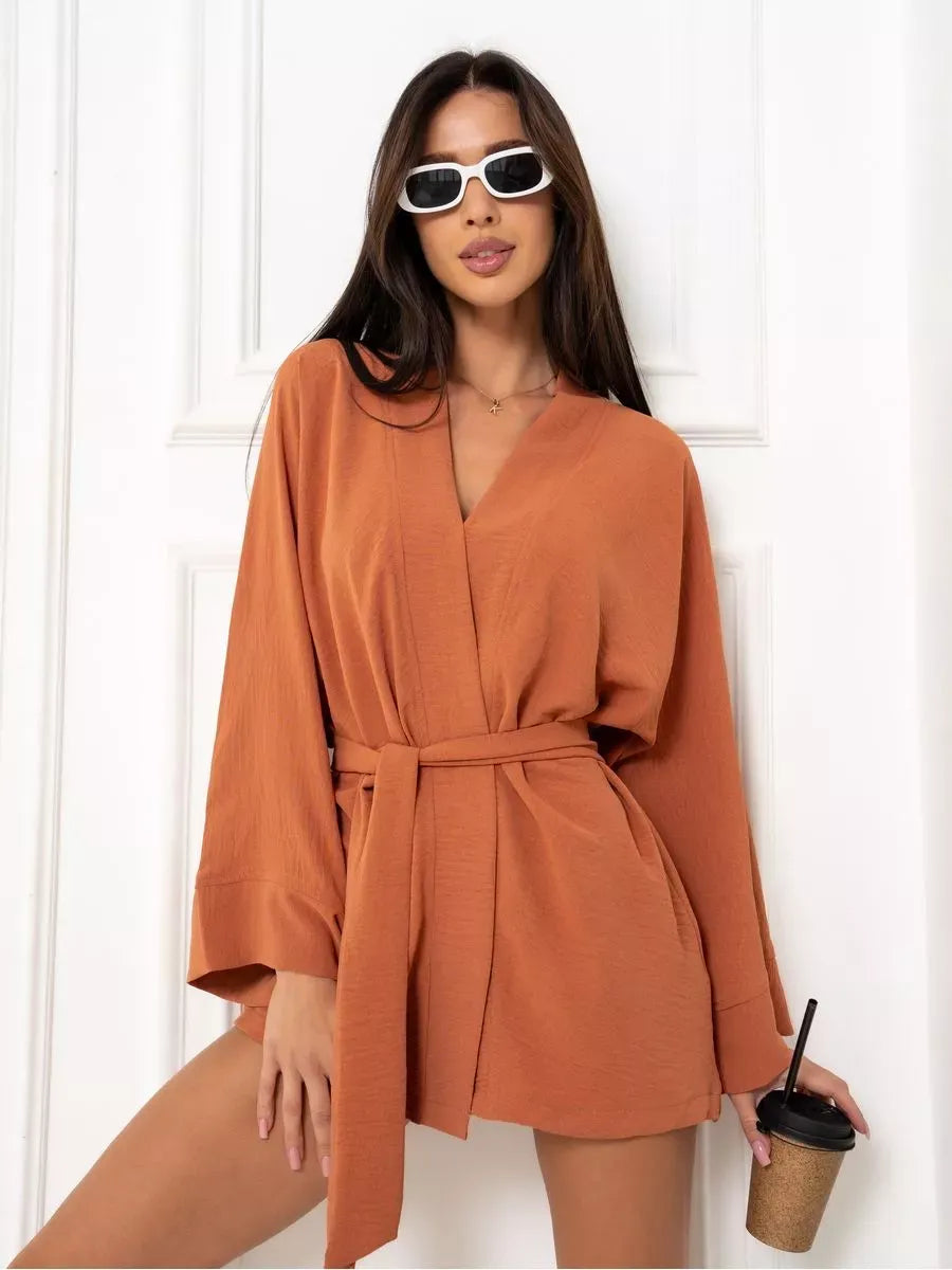 Terracotta Suit Set by Lauven showcasing an elegant oversized design in warm brown, perfect for stylish comfort.