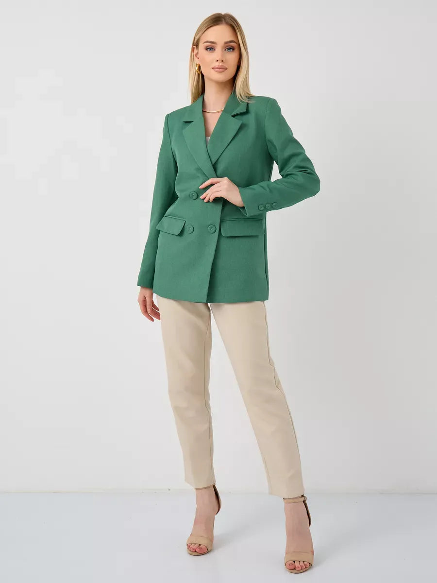 Verde Blazer by Lauven, oversized double-breasted green tailored jacket for women, perfect blend of chic and casual.
