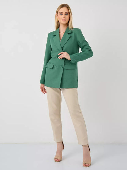 Verde Blazer by Lauven, oversized double-breasted green tailored jacket for women, perfect blend of chic and casual.