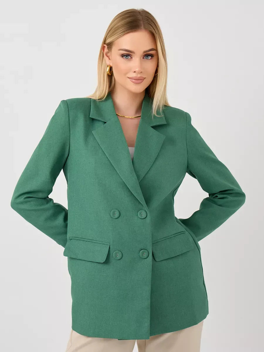 Verde Blazer by Lauven - Oversized double-breasted green tailored jacket for business and casual styles.