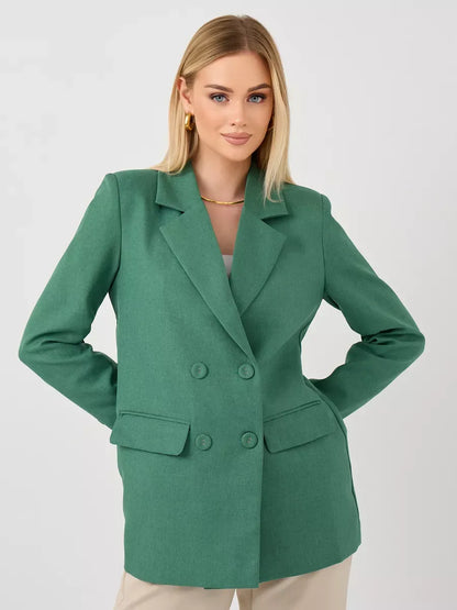 Verde Blazer by Lauven - Oversized double-breasted green tailored jacket for business and casual styles.