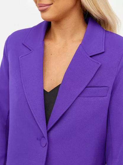 Violet Blazer by Lauven, showcasing a cropped classic elegance in bold purple hue.