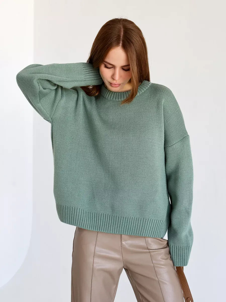 Lyra Pullover by Lauven in soft pistachio green, oversized cropped women's sweater for effortless style.