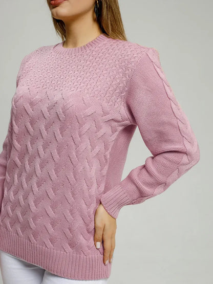 Lyra Sweater by Lauven in soft lilac, featuring a textured knit design for breathable comfort and contemporary style.