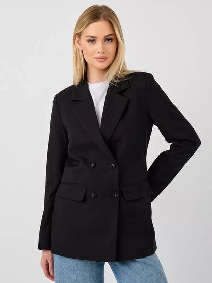 Nova Blazer by Lauven - Oversized black double-breasted women's blazer for a chic and sophisticated look.