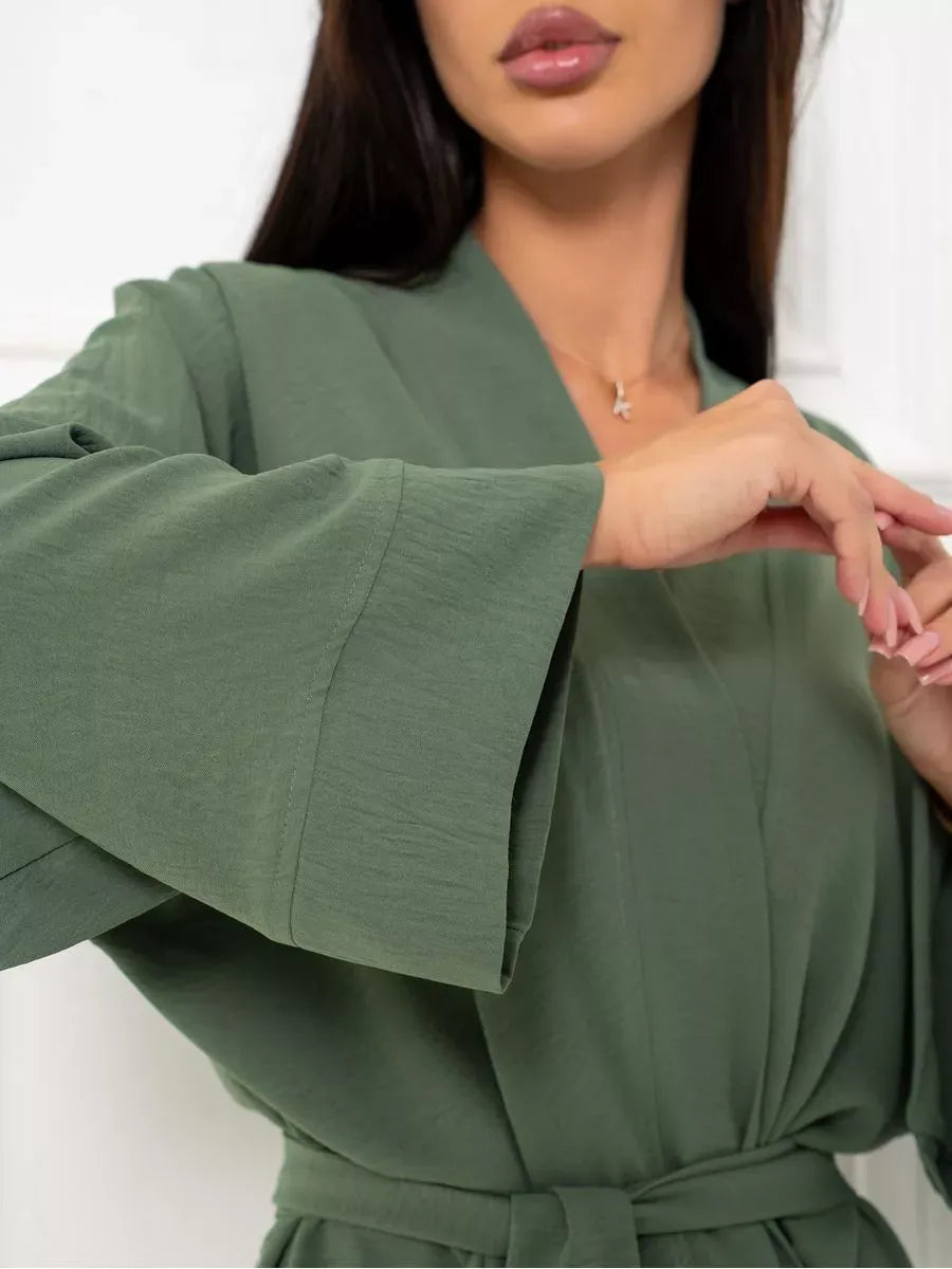 Olive Suit Set by Lauven - Elegant oversized green two-piece set showcasing soft fabric and relaxed fit.