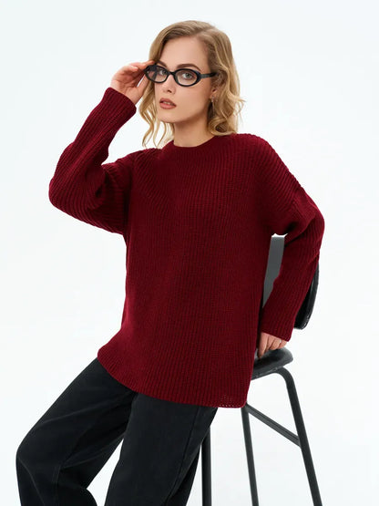 Verona Sweater by Lauven — Oversized deep burgundy knitwear for a chic and cozy look.